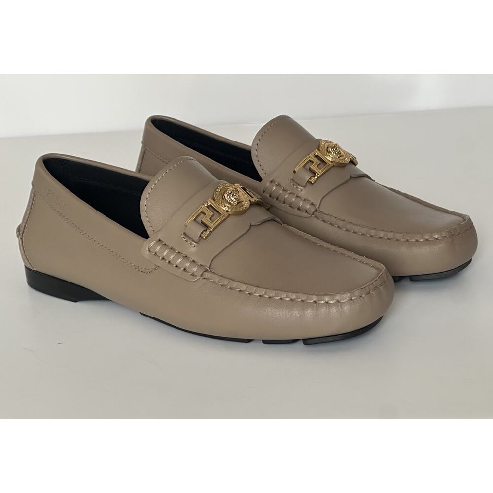 VERSACE Medusa Men's Taupe Leather Driver Shoes 7 US (40 Euro) 1009707 NIB $850 - Picture 4 of 16